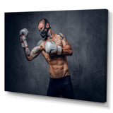 Masked Martial Art Tattooed Fighter - Sport Boxer Canvas Wall Art