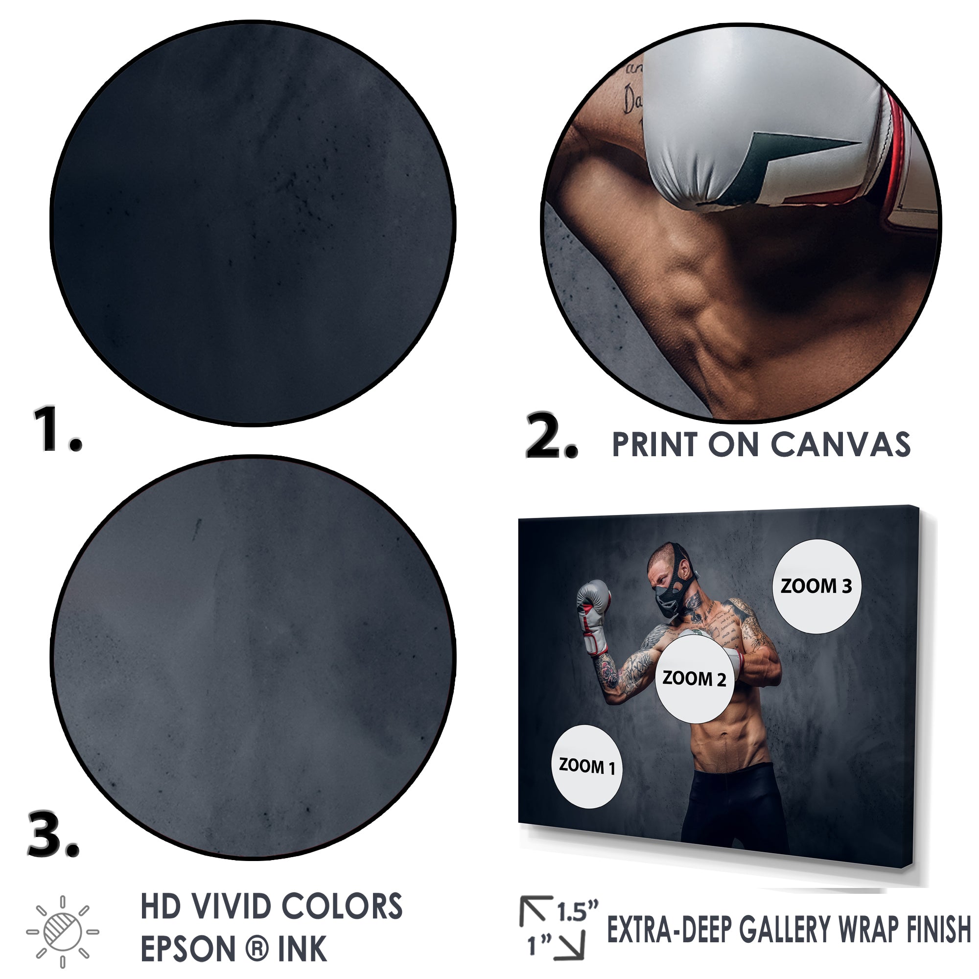 Masked Martial Art Tattooed Fighter - Sport Boxer Canvas Wall Art