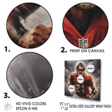 Grey And Red Football Player On Fury - Football Canvas Wall Art
