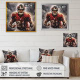 Grey And Red Football Player On Fury - Football Canvas Wall Art