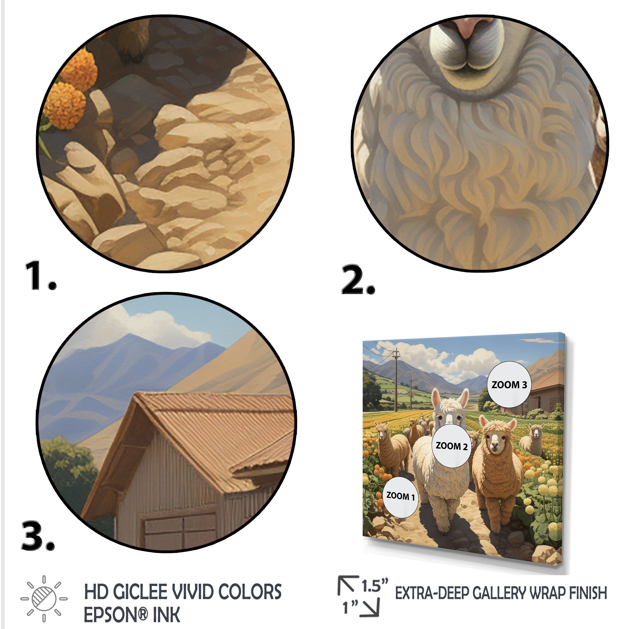 Cheerful farm Alpaca portrait - Parrot Canvas Wall Art