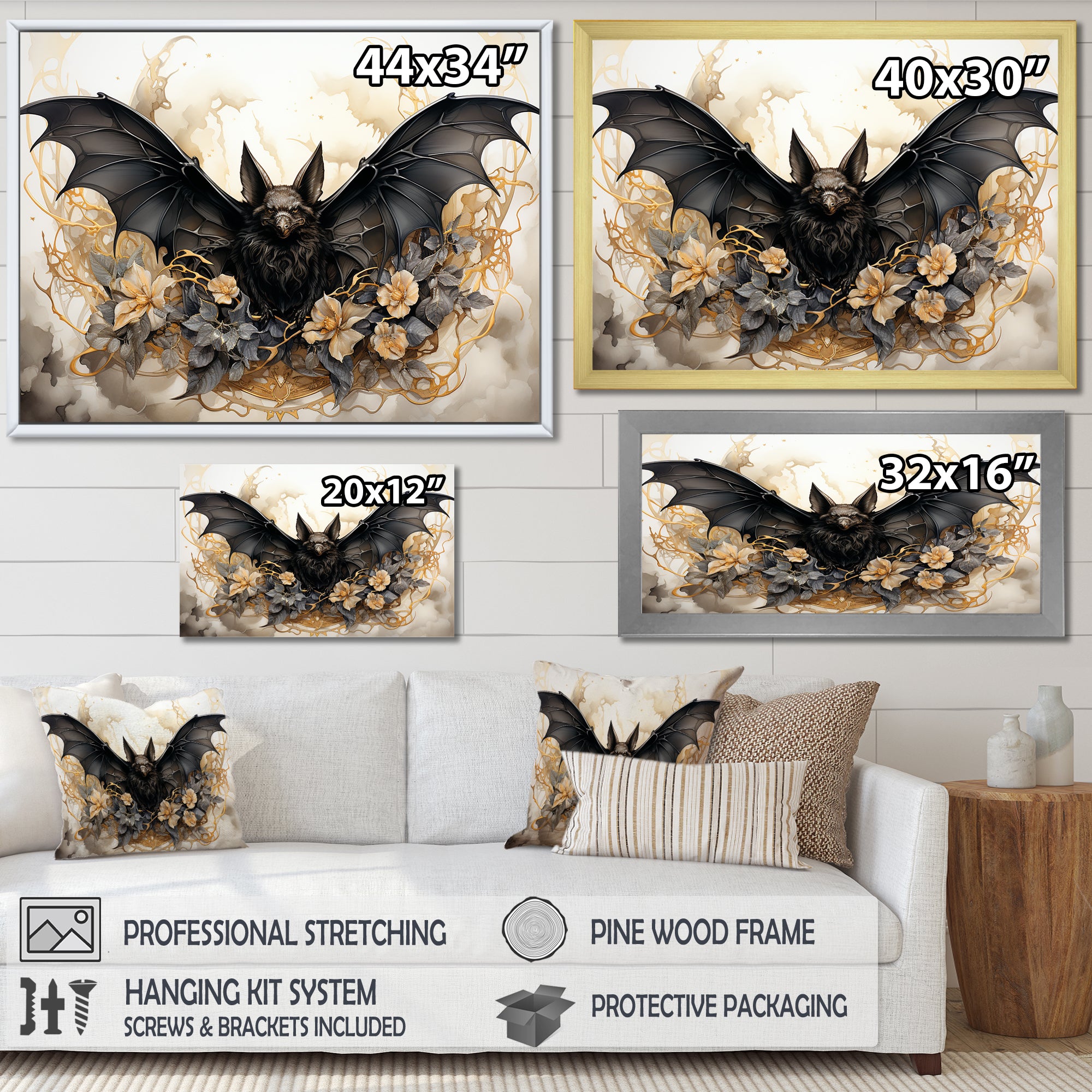 Minimalist Bat Silhouette - Black Bat Wall Art