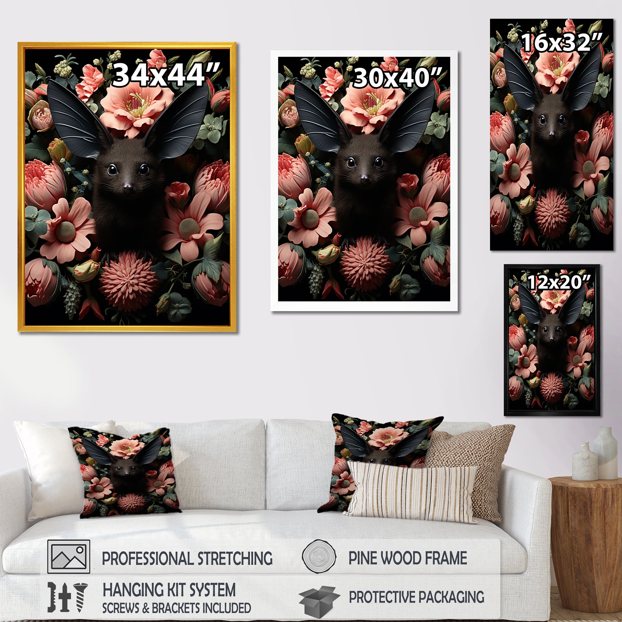 Surreal Bat Fantasy - Bat Framed Canvas Art