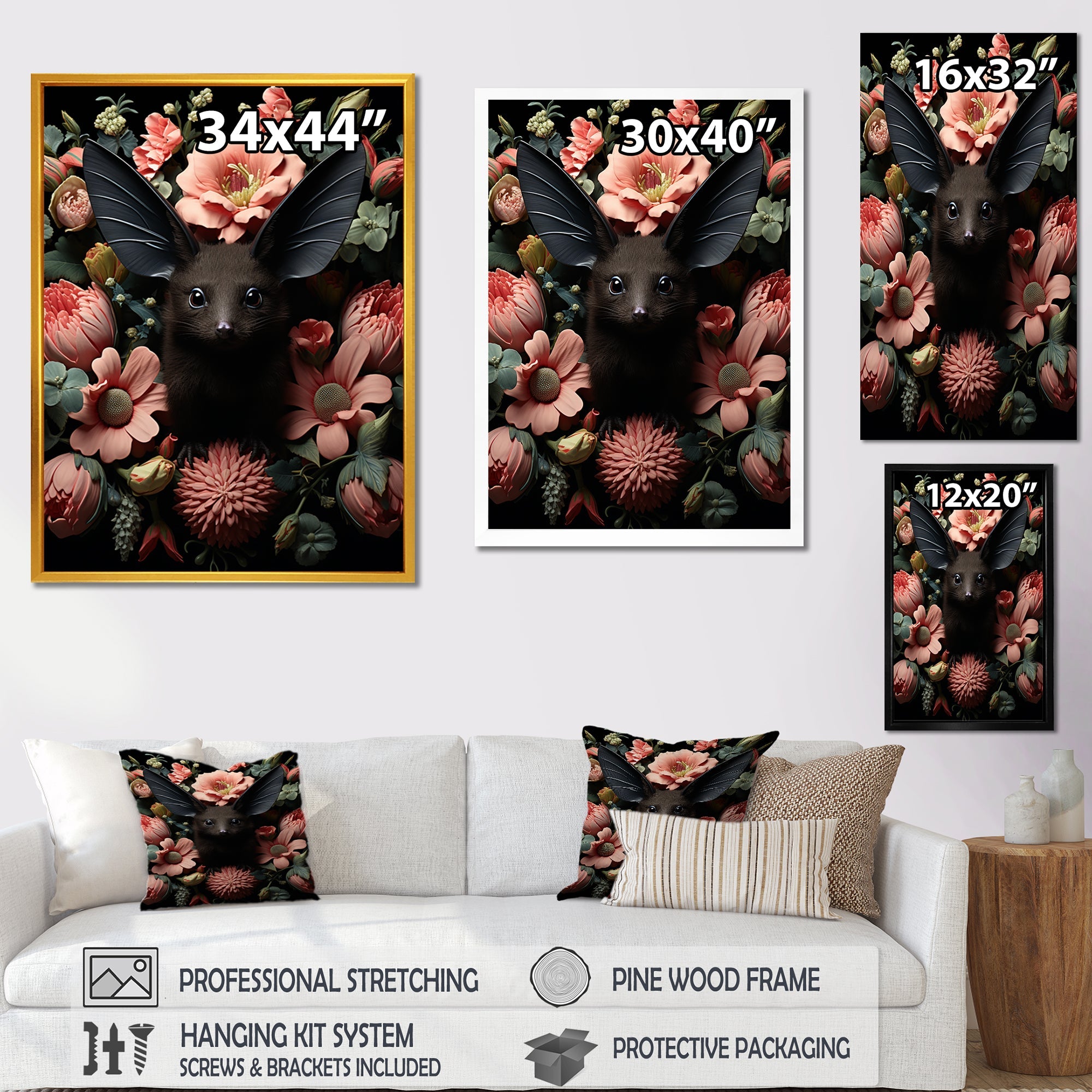 Surreal Bat Fantasy - Bat Framed Canvas Art
