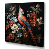 Red bird Serenity blooms - Nursery Teddy Bear Canvas Wall Art