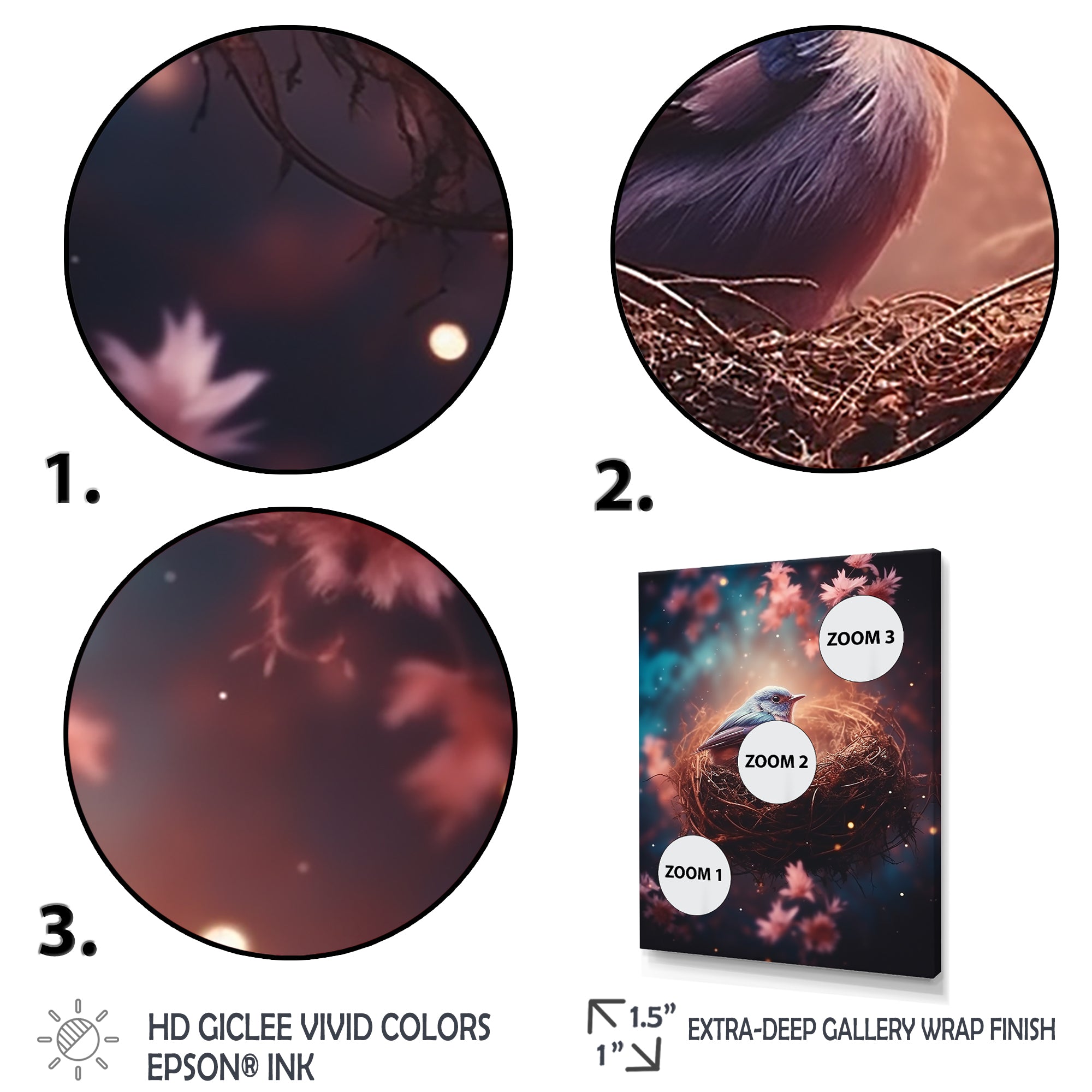 Floral bird nest harmony - Bird Wall Decor