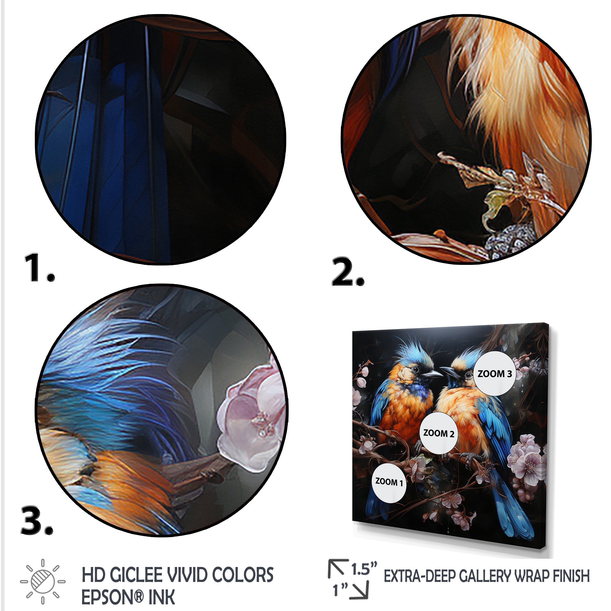 Blue and orange birds Symphony - Nursery Teddy Bear Wall Decor