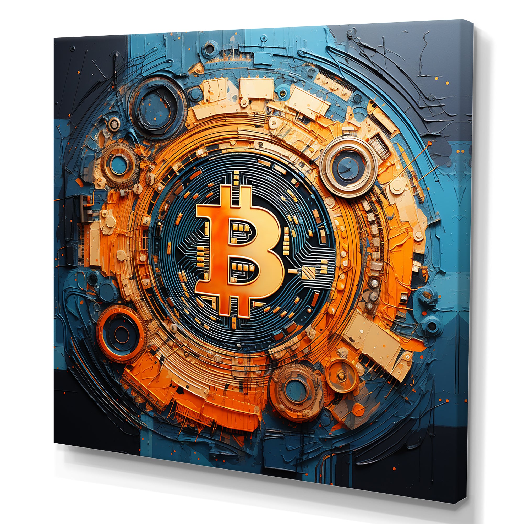 Orange Vibrant Bitcoin crypto - Nursery Teddy Bear Wall Art Prints
