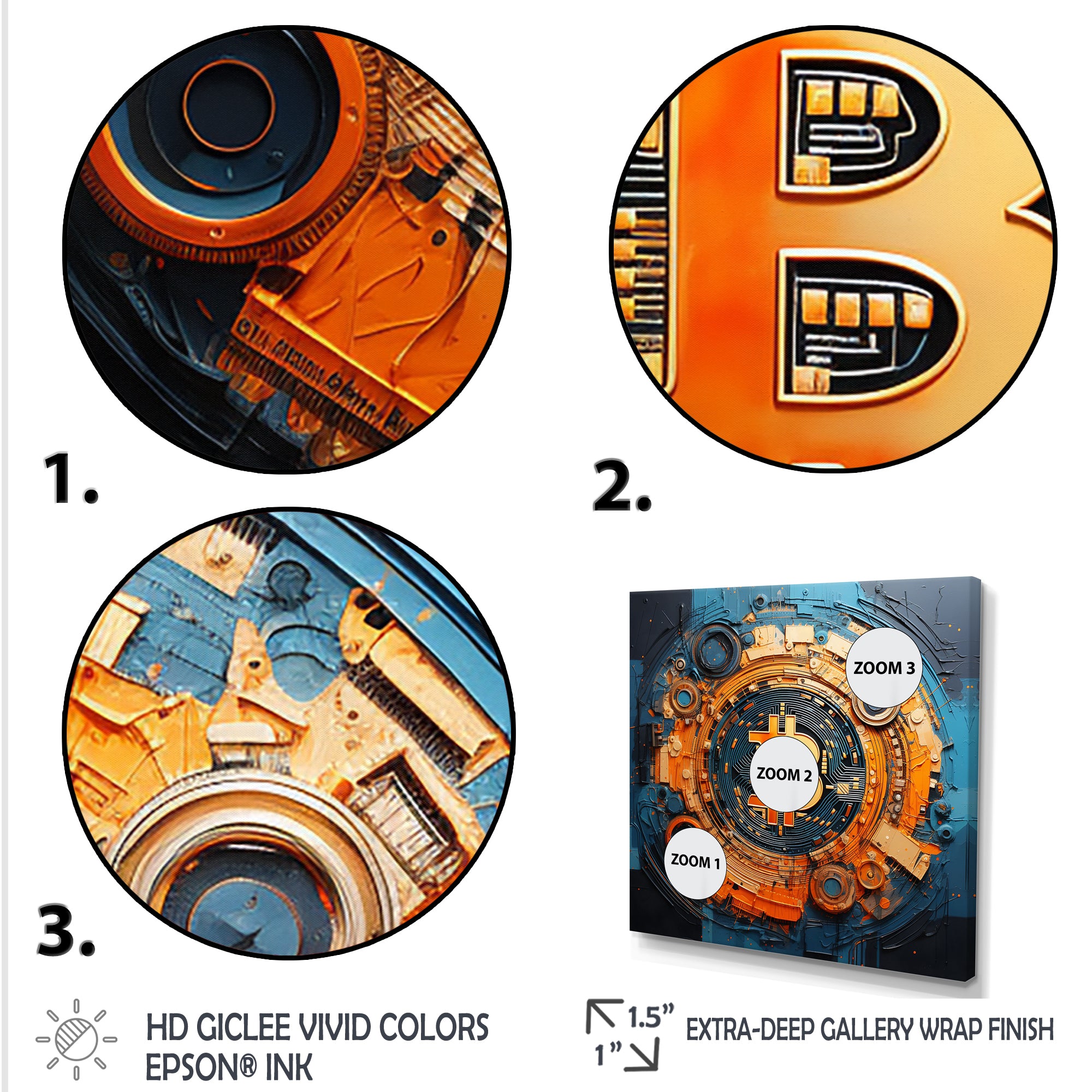 Orange Vibrant Bitcoin crypto - Nursery Teddy Bear Wall Art Prints