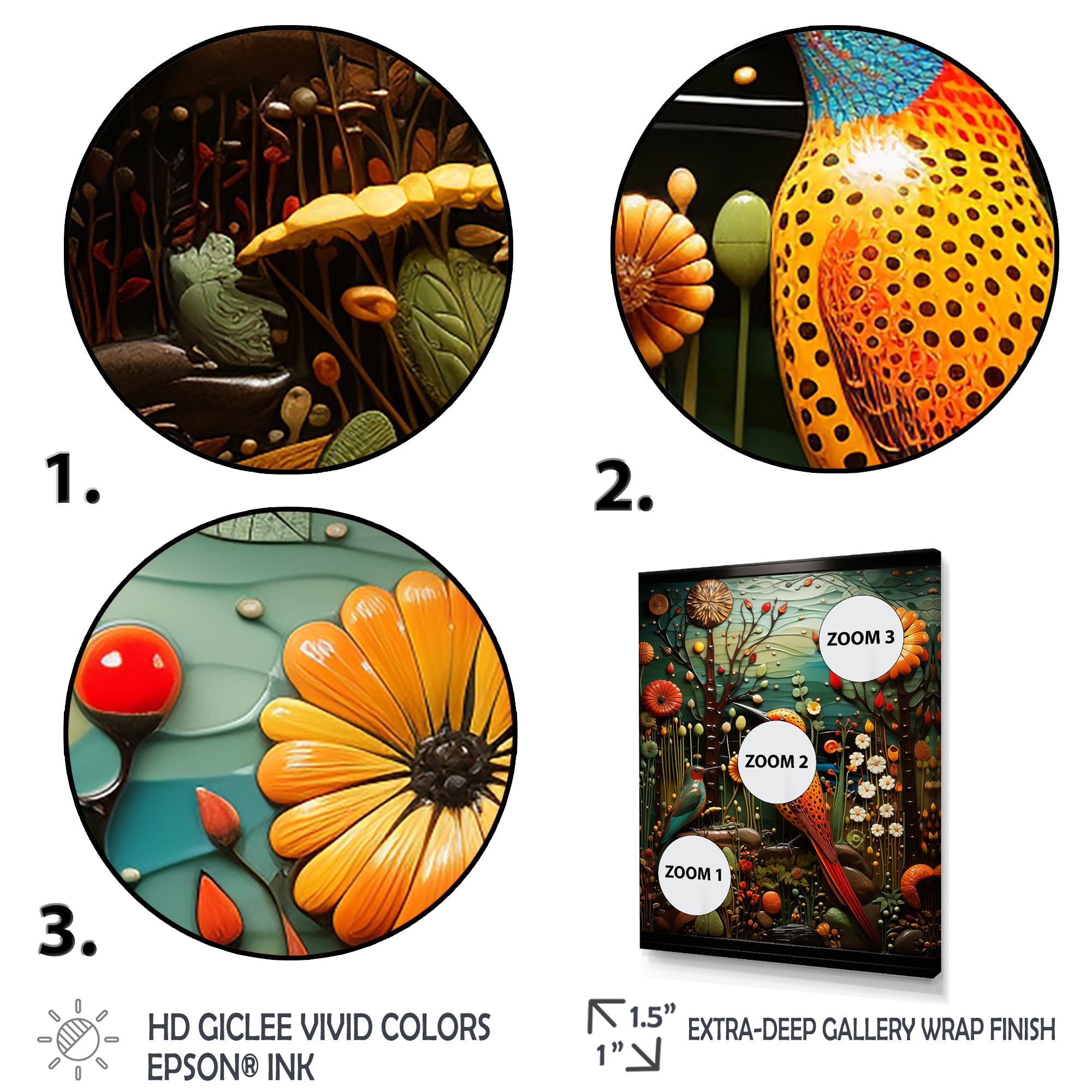 Abstract woodpecker bird flower at night - Bird Wall Decor