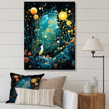 Flower serenity wood Pecker starry night - Bird Wall Decor