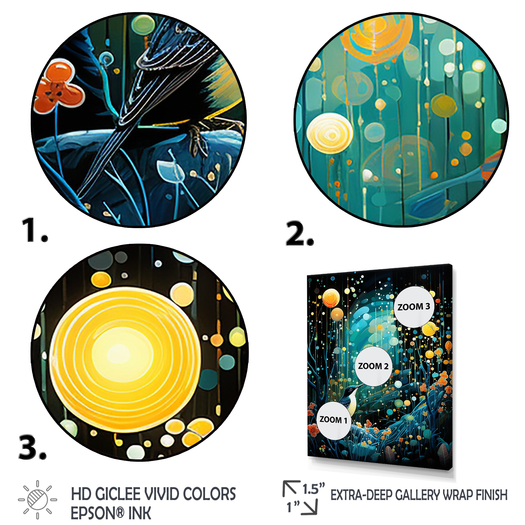 Flower serenity wood Pecker starry night - Bird Wall Decor