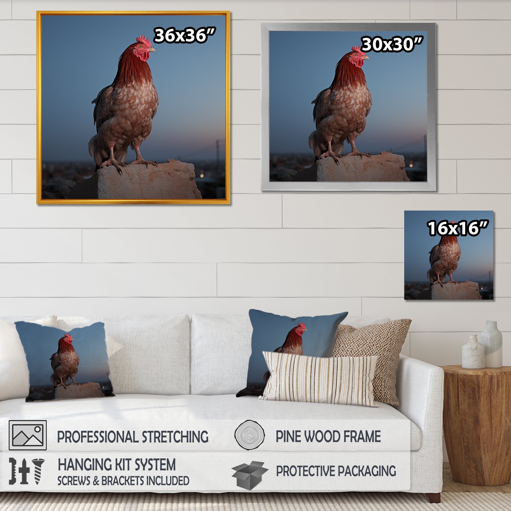 Cock a Doodle Dusk Rooster - Chicken Wall Art Prints