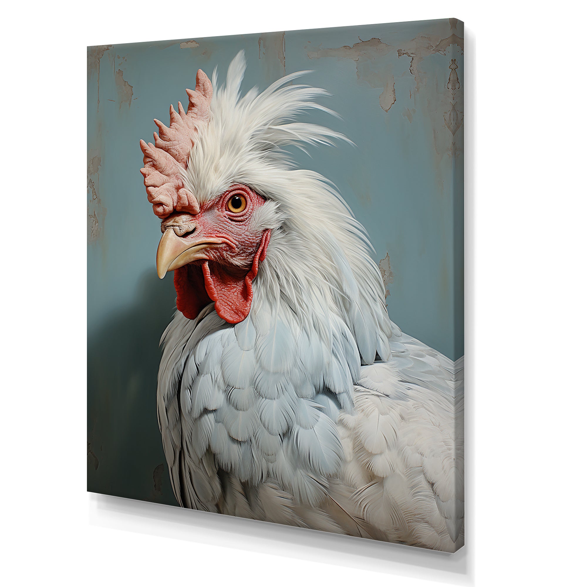 Majestic Rooster Portrait - Chicken Large Canvas Wall Art
