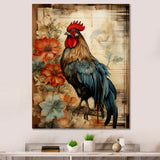 Vintage rooster Pastoral Peck - Red Chicken Wall Art