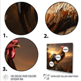 Chicken Rooster of the Dusk - Chicken Large Canvas Wall Art