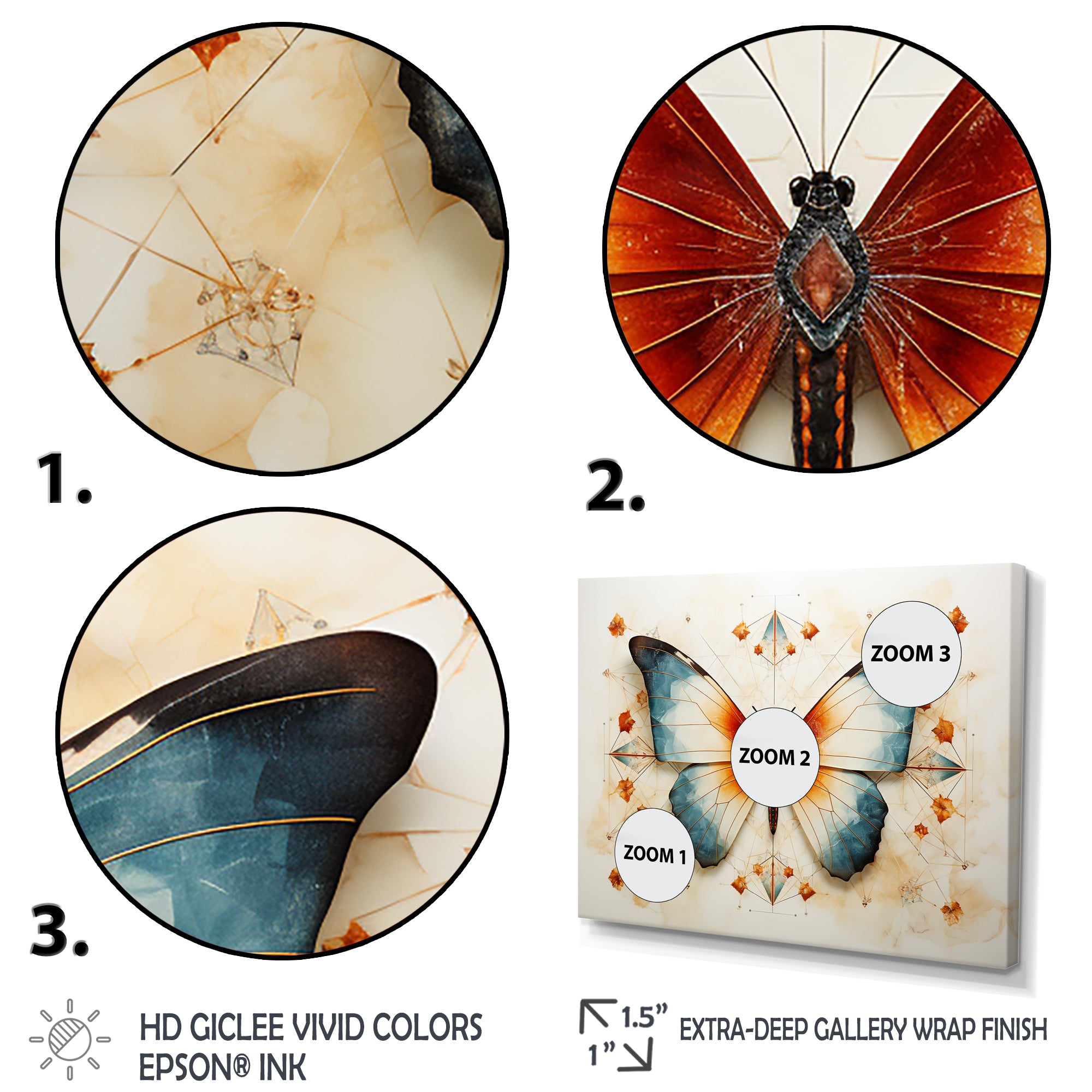 Orange and blue Butterfly pattern - Butterfly Bedroom Wall Art