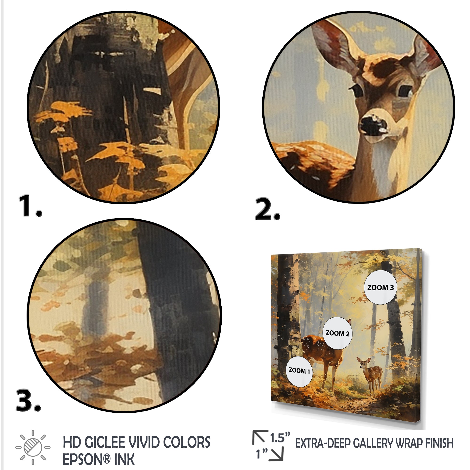 Retro Woods Deer Artistry - Deer Framed Canvas Art