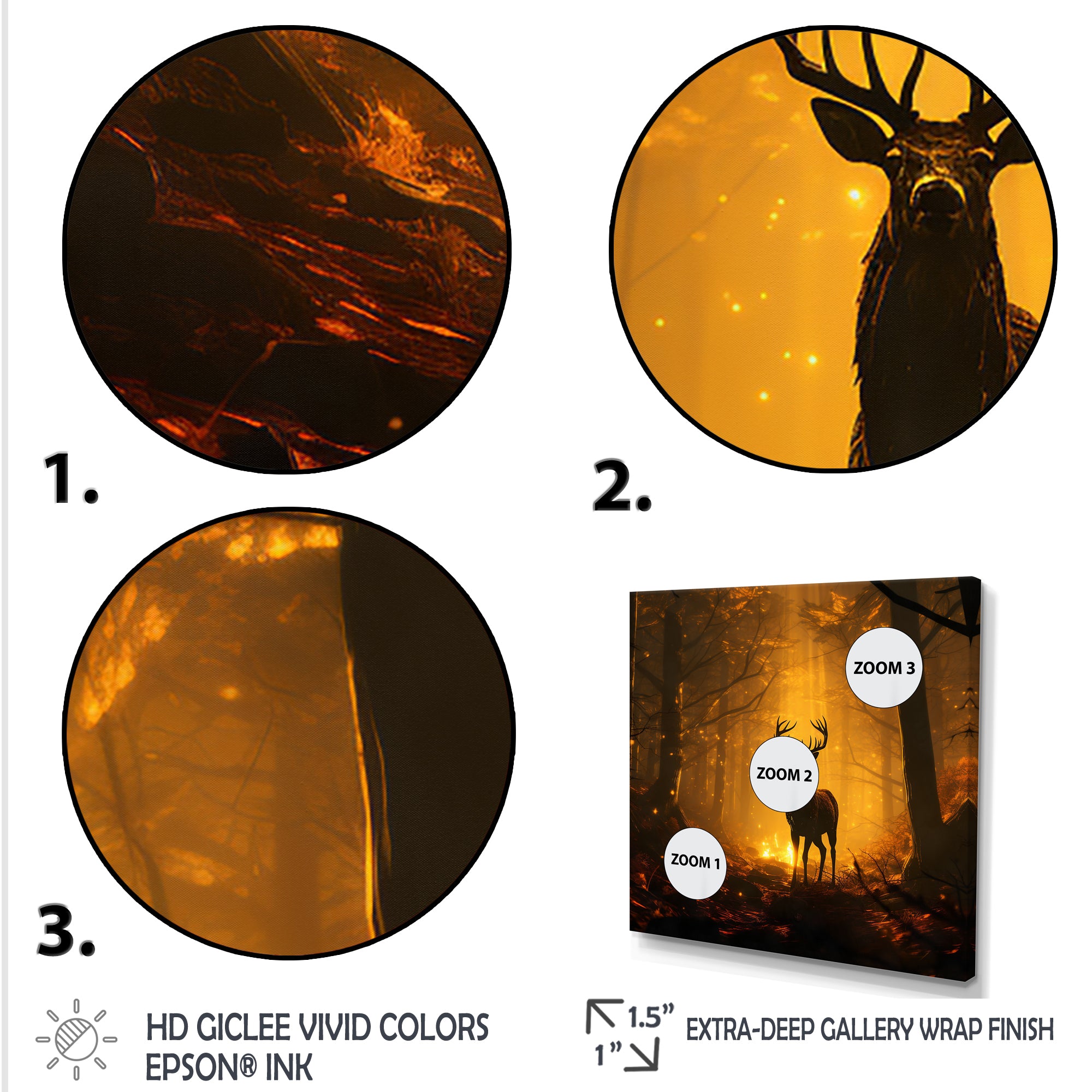 Brown Majestic Forest Deer - Deer Living Room Wall Art