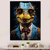 Classical Dino Grace in suit - Dinosaur Large Canvas Wall Art