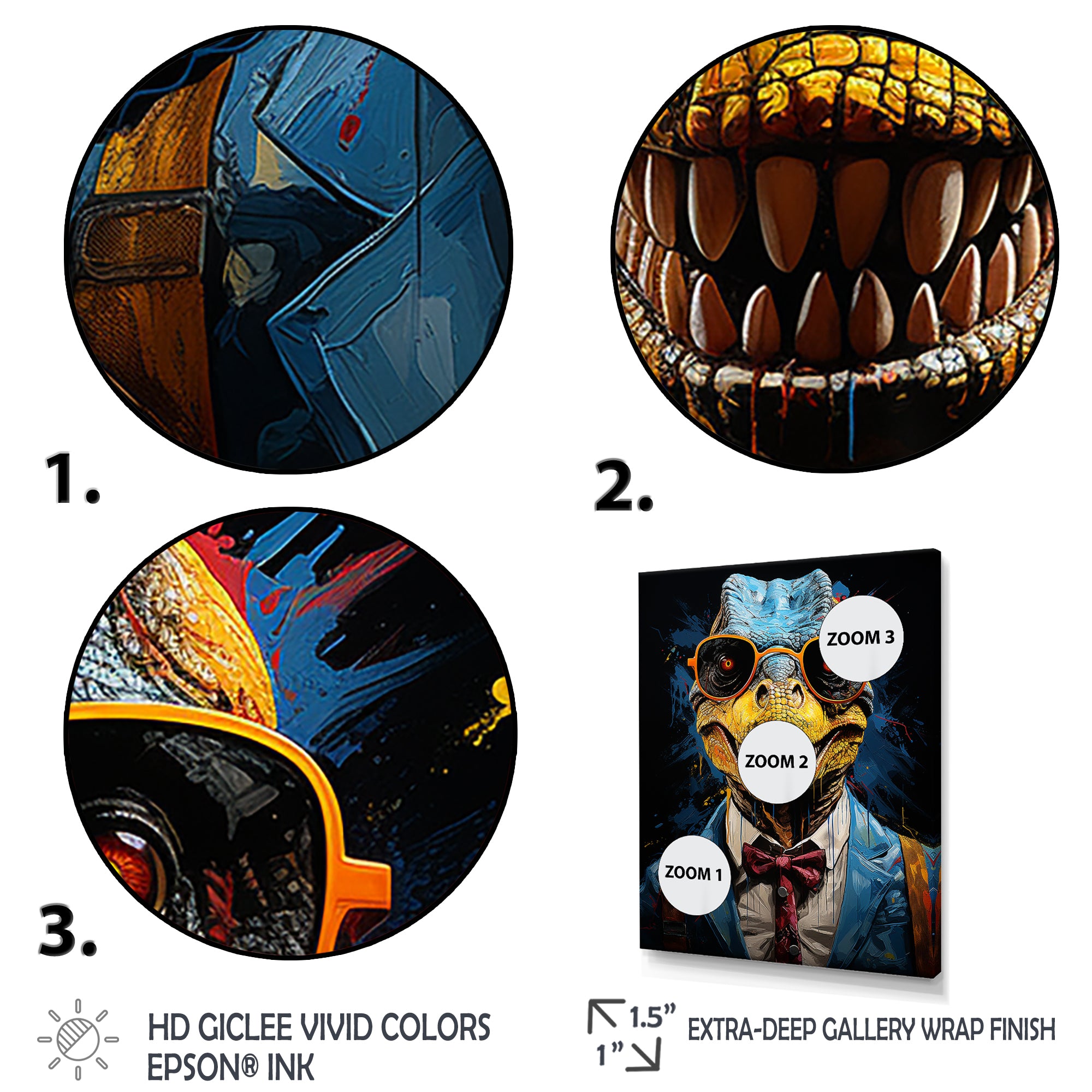 Classical Dino Grace in suit - Dinosaur Large Canvas Wall Art