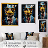Classical Dino Grace in suit - Dinosaur Large Canvas Wall Art