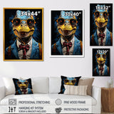 Classical Dino Grace in suit - Dinosaur Large Canvas Wall Art