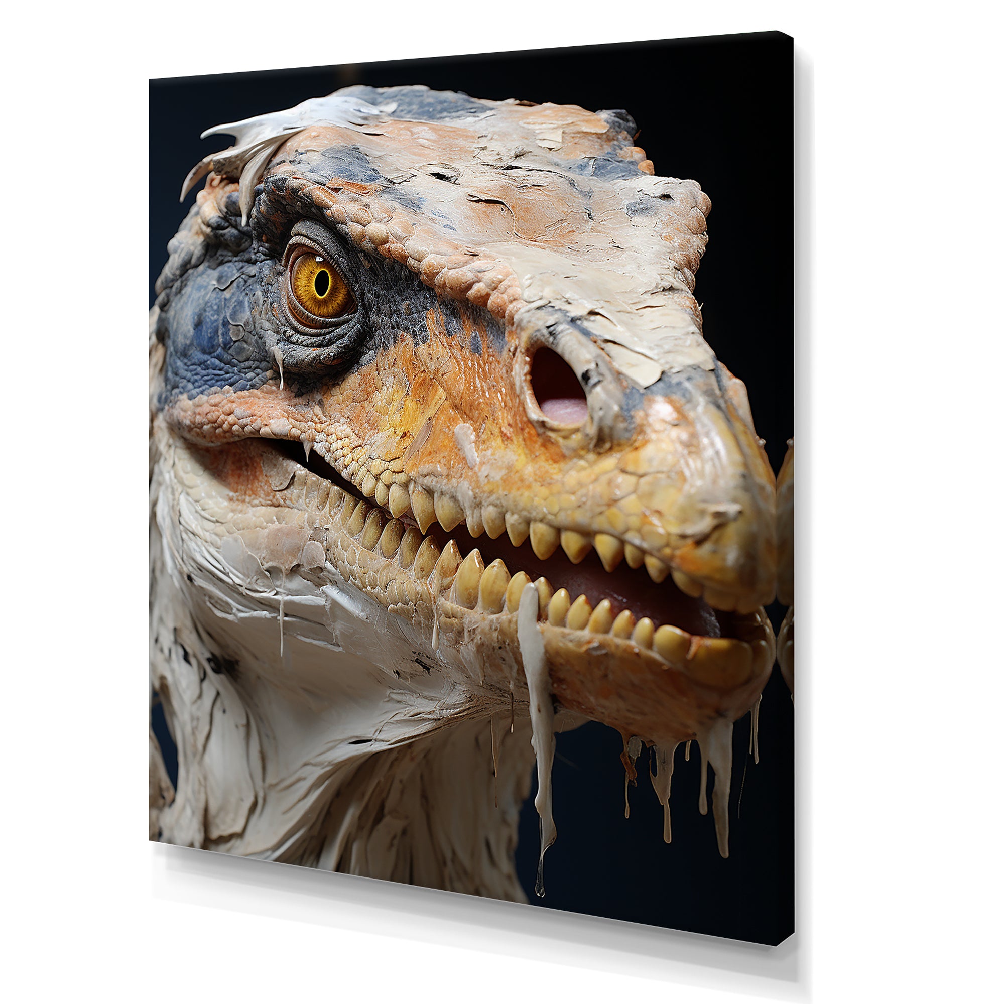 Grey Velociraptor in jungle - Dinosaur Canvas Wall Art