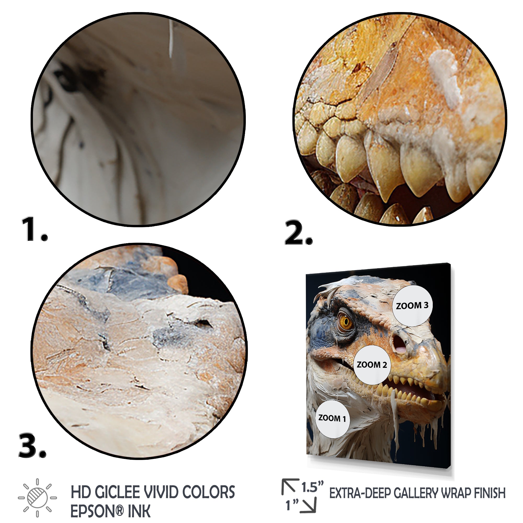 Grey Velociraptor in jungle - Dinosaur Canvas Wall Art