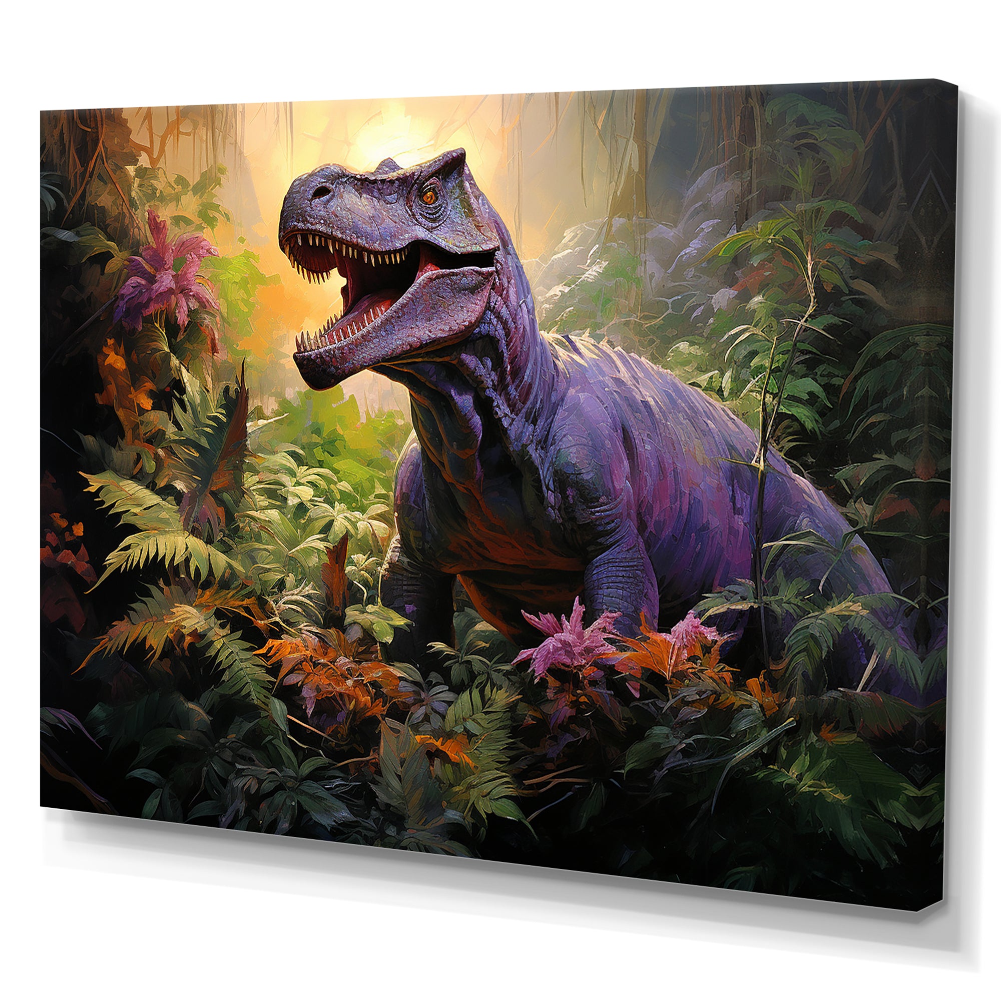 Prehistoric dinosaur in the jungle - Dinosaur Living Room Wall Art