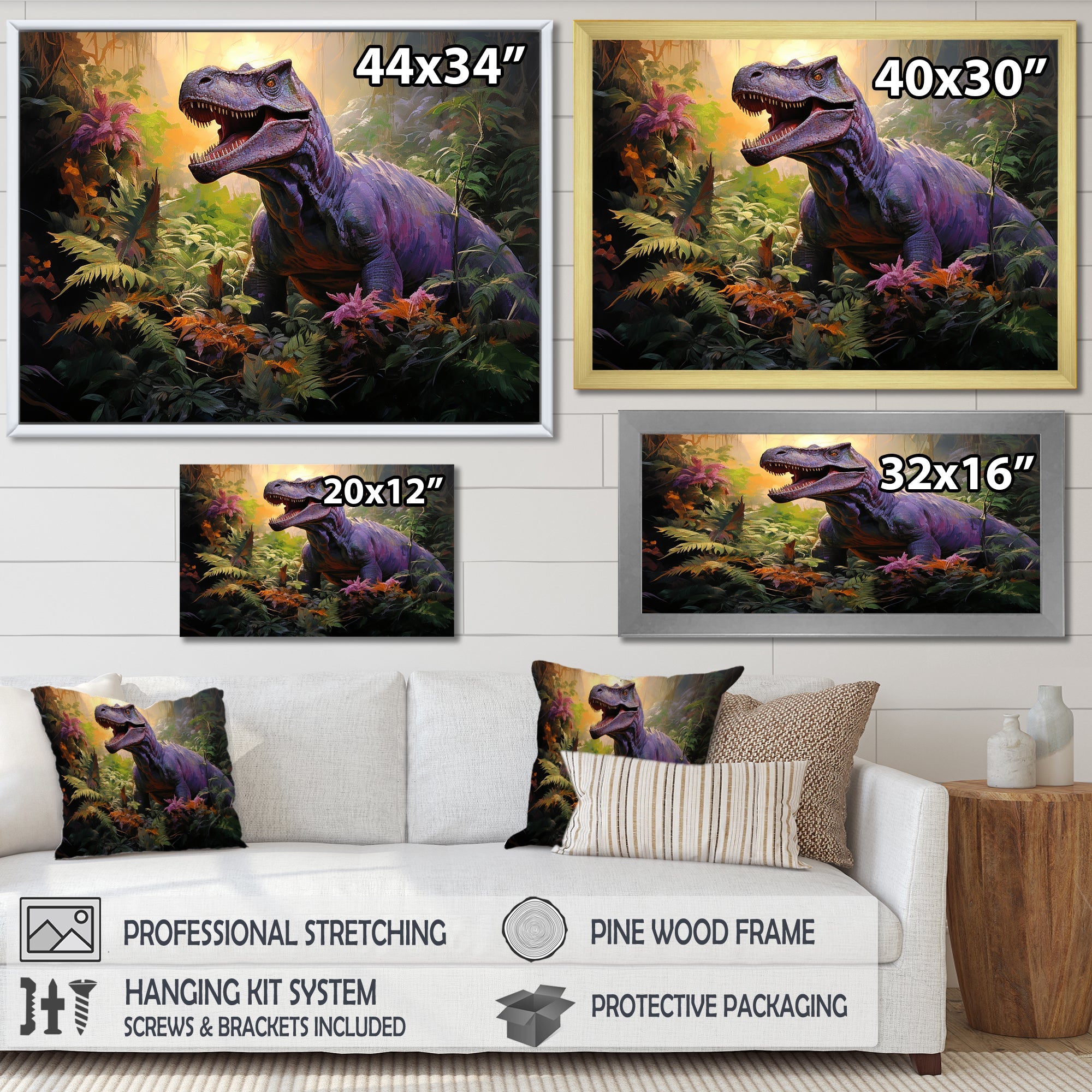 Prehistoric dinosaur in the jungle - Dinosaur Living Room Wall Art