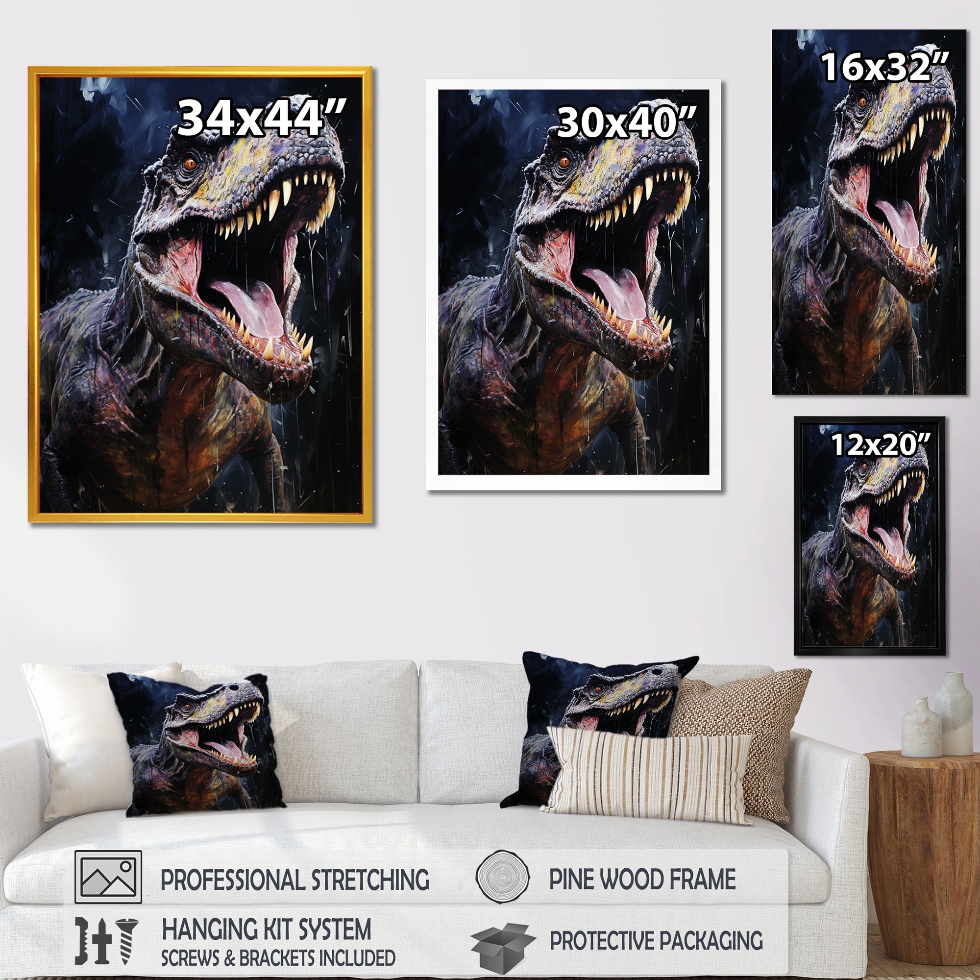 Prehistoric Tyrannosaurus rawer in the jungle - Dinosaur Bedroom Wall Art