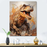 Brown and grey Raptor dino - Brown Dinosaur Wall Art