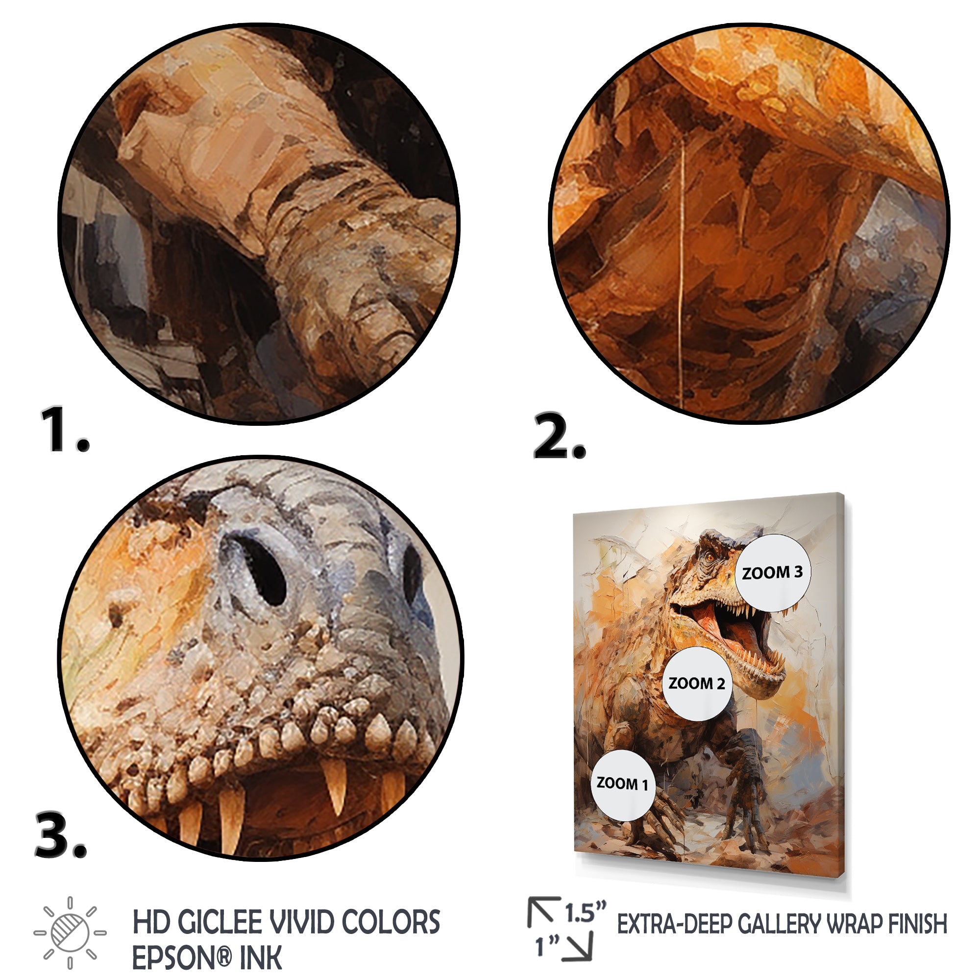 Brown and grey Raptor dino - Brown Dinosaur Wall Art