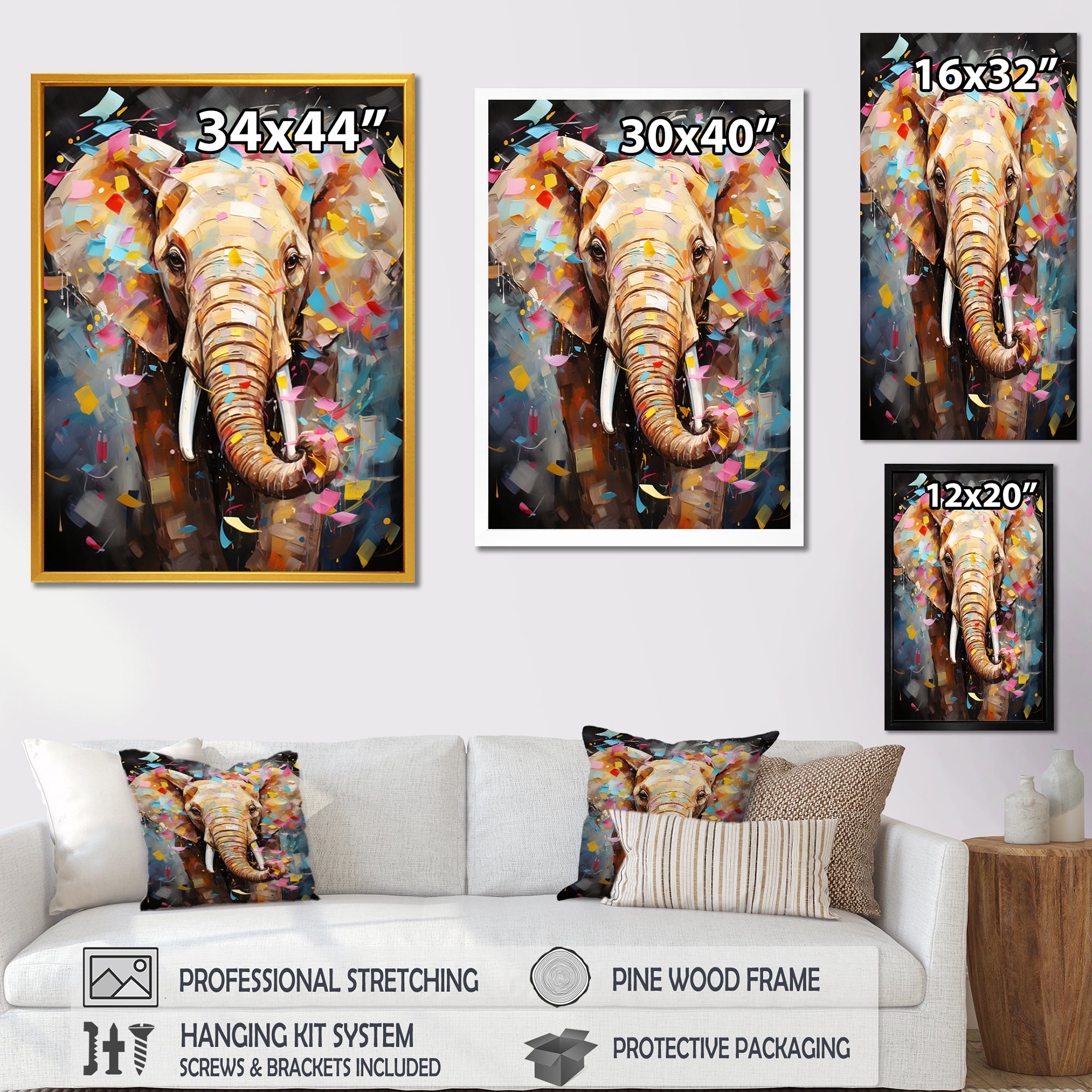Popart Elephant Dreams - Gray Elephant Wall Art