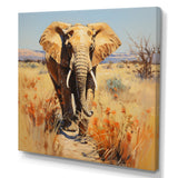 Grey Elephant in African horizon - Elephant Framed Canvas Art