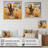 Grey Elephant in African horizon - Elephant Framed Canvas Art