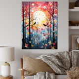 Pink Enchanted floral Botanicals with Eastern bluebird - Bird Floral Living Room Wall Art