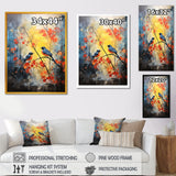 Blue and yellow forest with Eastern bluebird - Bird Floral Bedroom Wall Art