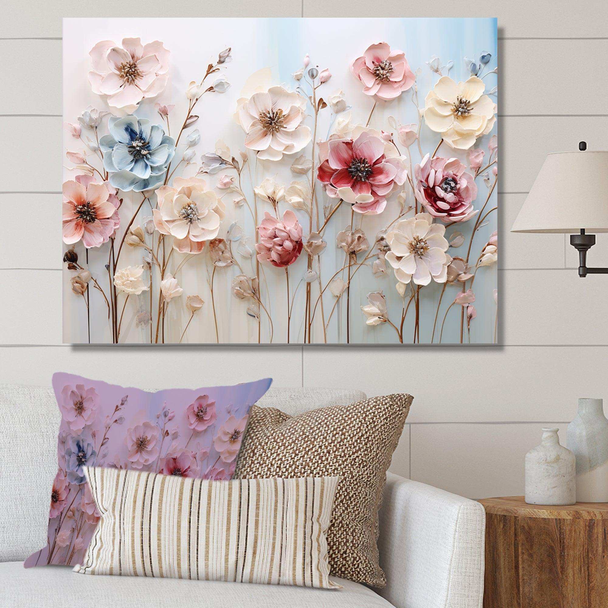 White and pink Floral Wonderland - Floral Canvas Wall Art
