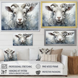 White Grazing Goat portrait - Goat Wall Art Prints