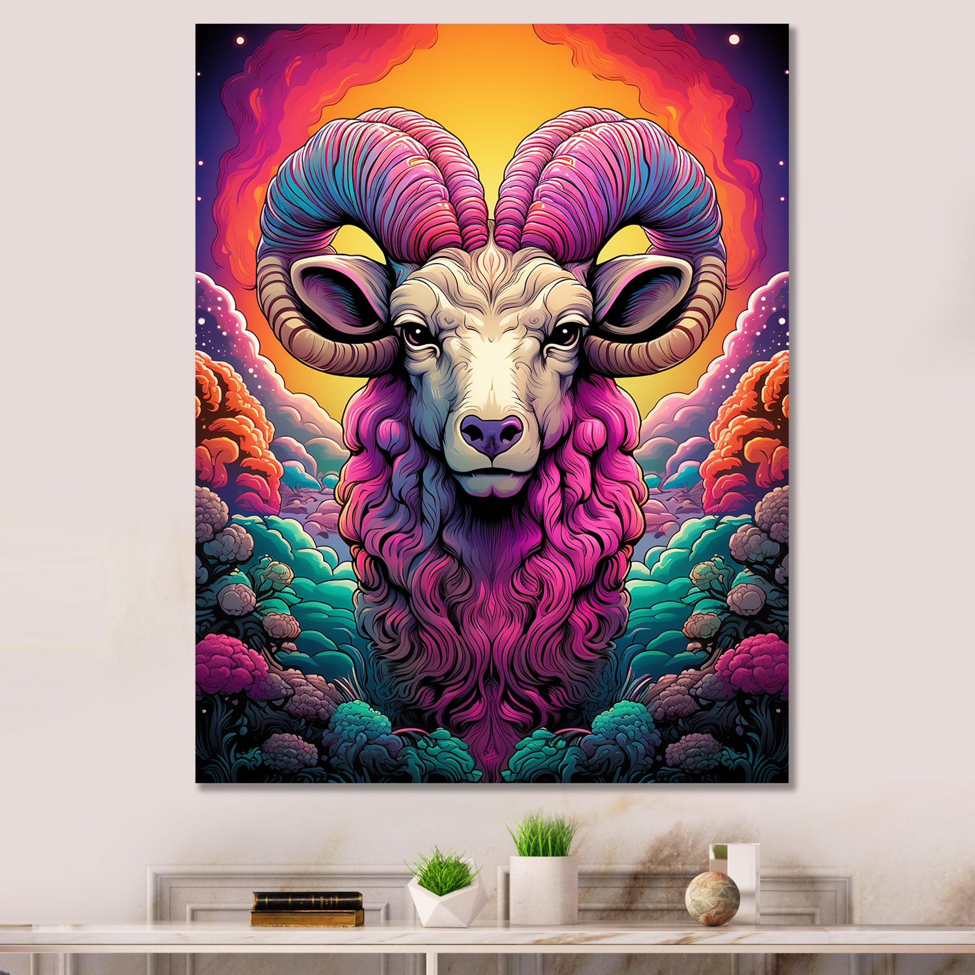 Stunning purple goat portrait - Purple Goat Wall Art