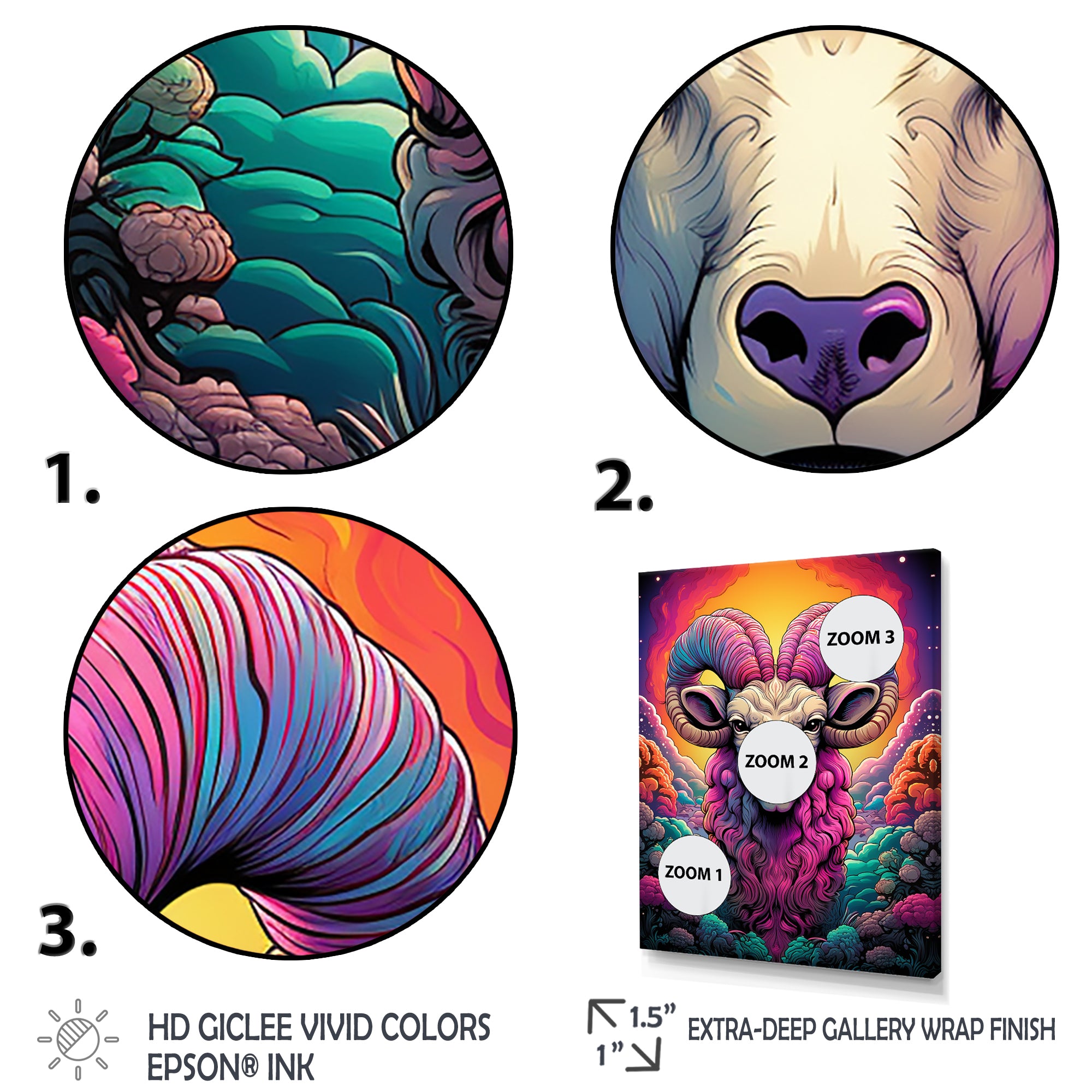 Stunning purple goat portrait - Purple Goat Wall Art