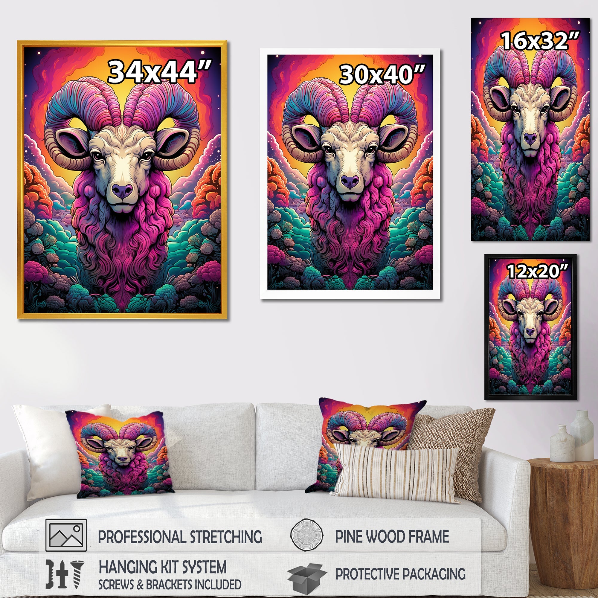 Stunning purple goat portrait - Purple Goat Wall Art