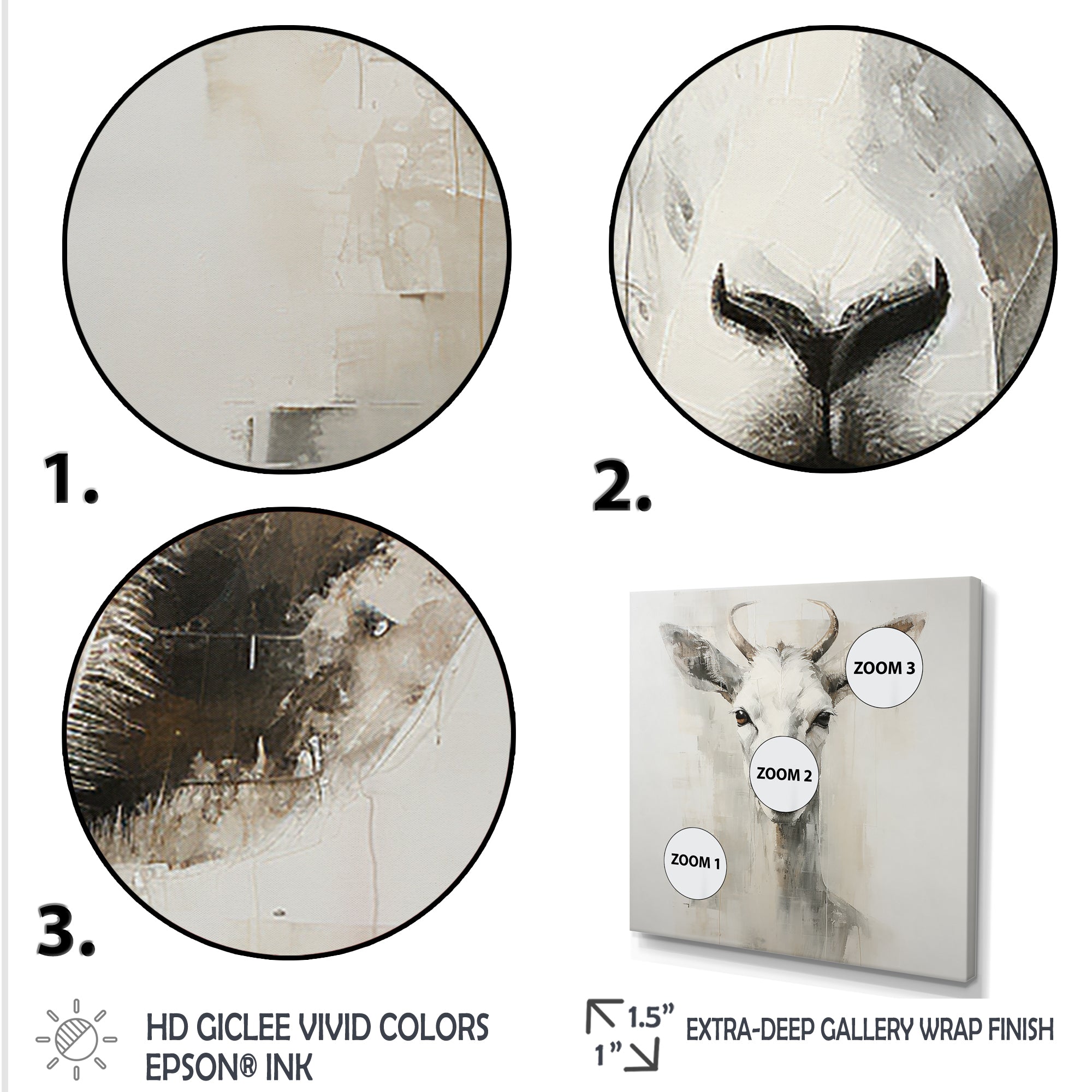 White Echoes of the Alpine goat portrait - Goat Large Canvas Wall Art