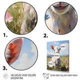 Cute goat in the floral meadows - White Goat Wall Art