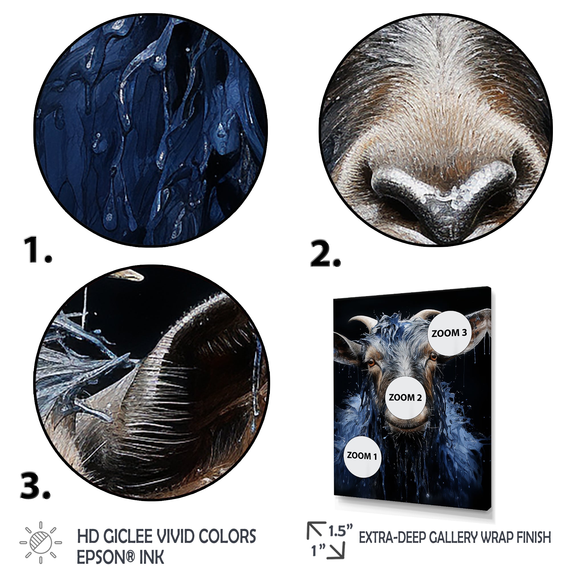 Blue celestial goat portrait - Goat Home Decor Art