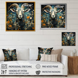 Blue and yellow goat blooms - Goat Living Room Wall Art