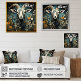 Blue and yellow goat blooms - Goat Living Room Wall Art