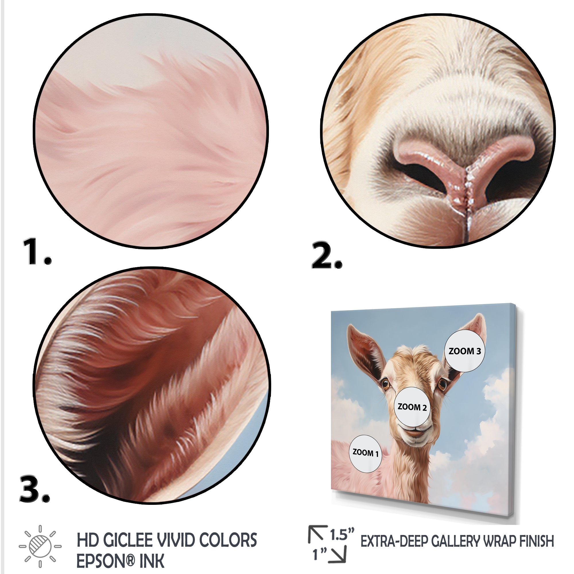 Dreamy cloud Pink goat portrait - Goat Wall Art Prints